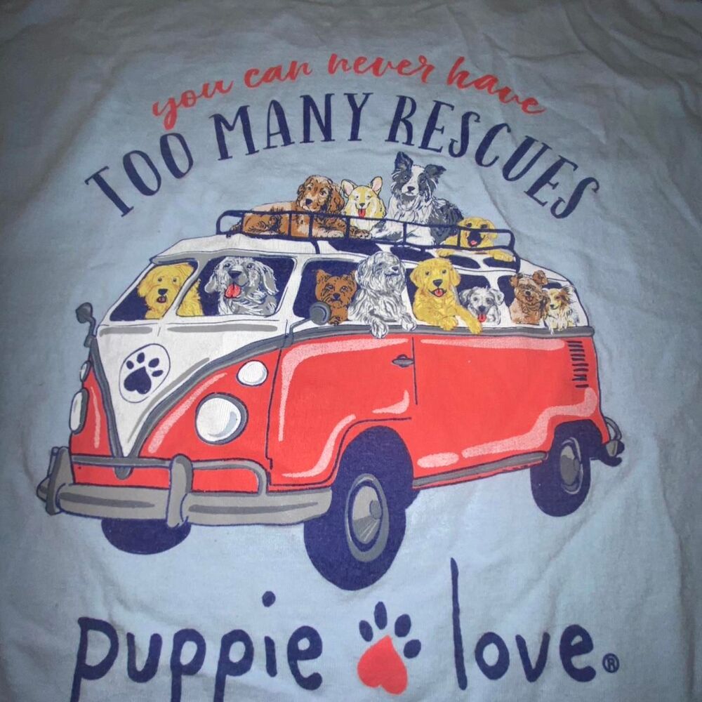 Puppy Love Rescue Dogs Cruising VW Bus Graphic Tee